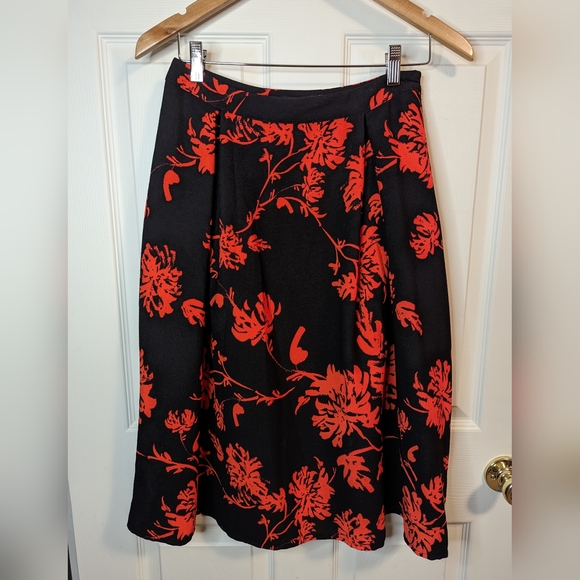 Who What Wear Dresses & Skirts - Who what wear black and red floral flare skirt size 2 (see measurements)